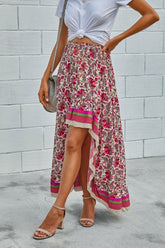 Boho Skirt, Hippie Skirts, Asymmetric Maxi Skirt, Indian Pink Floral