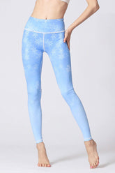 Yoga Legging, Yoga Pants, Boho Legging, Printed Tight, Blue Snow