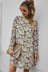 Boho Mini Dress Tunic Dress, Willow Floral in Yellow