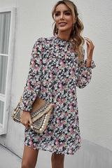 Boho Mini Dress Tunic Dress, Willow Floral in Black