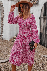 Boho Midi Dress, Claire in Red