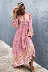 Gown Dress, Boho Maxi Dress, Loose Dress, Carina Rose in Pink