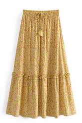 Boho Skirt, Hippie Skirts, Maxi Skirt, Yellow Sunshine Flower
