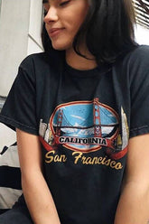 Boho t Shirts, Vintage t Shirt, California in Black