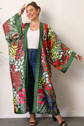 Boho Robe, Kimono Robe, Silk robe, Beach Cover up, Greenery Galore