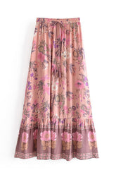 Boho Skirt, Hippie Skirts, Maxi Skirt, Adrienne Flower in Yellow and Pink