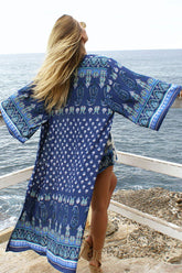 Boho Robe, Beach Cover up, Beach Robe, Navy Paisley