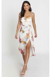 Boho Midi Dress, Strappy Sundress, Ava Sweet White