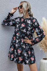 Boho Mini Dress Black Luna Floral Dress