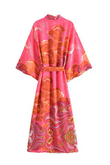 Boho Robe, Kimono Robe, Beach Cover up, Oceane Moon Light in Pink