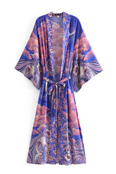 Boho Robe, Kimono Robe, Beach Cover up, Mariana Blue Eclipse