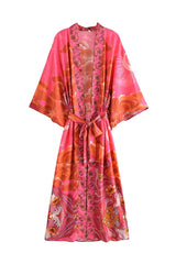 Boho Robe, Kimono Robe, Beach Cover up, Oceane Moon Light in Pink