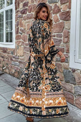 Boho Robe, Kimono Robe, Beach Cover up, Rosa Black Midnight