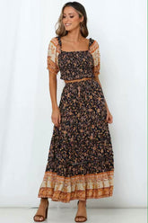 Boho Two Piece Set, Two Piece Skirt Set, Jasmine in Navy