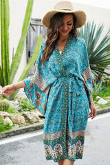 Boho Robe, Kimono Robe, Beach Cover up, Aubrey Scilla in Pink and Green