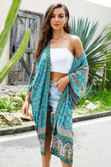 Boho Robe, Kimono Robe, Beach Cover up, Aubrey Scilla in Pink and Green