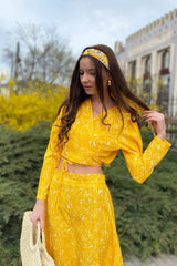 Vintage Two-Piece Set - Boho Matching Top and Skirt - Summer Vacation Sylvie Yellow