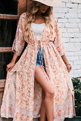 Boho Robe, Kimono Robe, Beach Cover up, Lily Rose in Pink