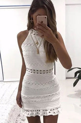 Boho Mini Dress Crochet Dress White Dakota