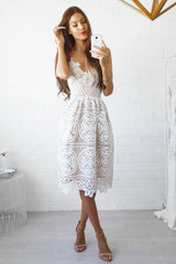 Boho Midi Dress, Sundress, Strapy Lace Chloe in White, and Black