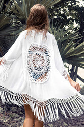 Boho Robe, Beach Cover up, Beach Robe, White Dream Catcher