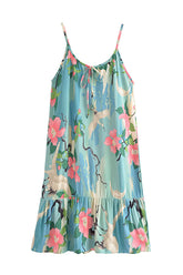 Boho Midi Dress, Sundress, Zaynab Green Lotus