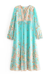 Gown Dress, Boho Maxi Dress, Loose Dress, Skye in Green Sea