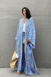 Boho Robe, Beach Cover up, Beach Robe, Blue Fern