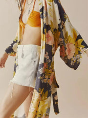 Boho Robe, Kimono Robe, Beach Cover up, Black-Eyed Susan