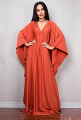Boho Maxi Dress - Beach Dress, Kaftan Dress Orange Harmony in 15 colors