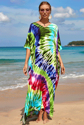 Boho Maxi Dress - Beach Dress, Kaftan Dress Danica Heart Tie Dye