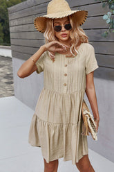 Boho Mini Dress Sundress, Amelie in Beige