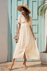 Boho Maxi Dress, Sundress, Talia in White Apricot