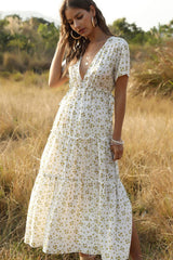 Boho Maxi Dress, Sundress, Serenity in White