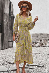Boho Midi Dress, Autumn Dress, Claire in Yellow