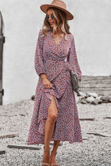 Boho Midi Dress, Autumn Dress, Claire in Red