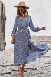 Boho Midi Dress, Autumn Dress, Claire in Blue