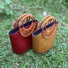 Rattan Vintage Travel Beach Artistic Crafts Women's Handbags