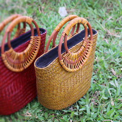 Rattan Vintage Travel Beach Artistic Crafts Women's Handbags