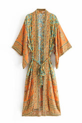 Boho Robe, Kimono Robe, Beach Cover up, Calla in Orange