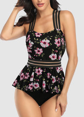 Cross Back Printed Tankini Set