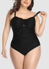 Drawstring Solid Color Tankini Set