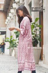 Boho Robe, Kimono Robe, Beach Cover up, Pink Susan Vine