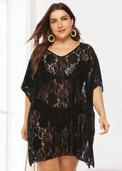 Lace Cut Out Plus Size Beach Cover Up