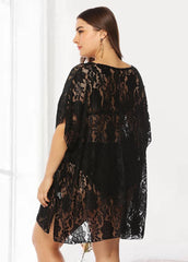 Lace Cut Out Plus Size Beach Cover Up