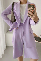 Vintage 2 Pieces Set, Matching Blazer and Short, Frida Purple Lavender