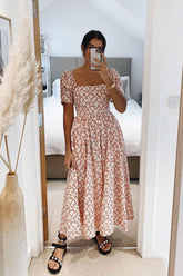 Boho Maxi Dress, Off Shoulder Sundress, Red Peony