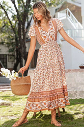 Boho Maxi Dress, Sundress, White Peanut Butter