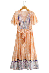 Boho Maxi Dress, Sundress, Orange Cantaloupe