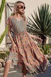 Boho Maxi Dress, Off Shoulder Sundress, Pink Calla